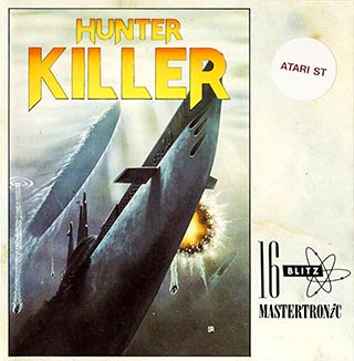 Box styling artwork for the Atari ST version of Hunter Killer.